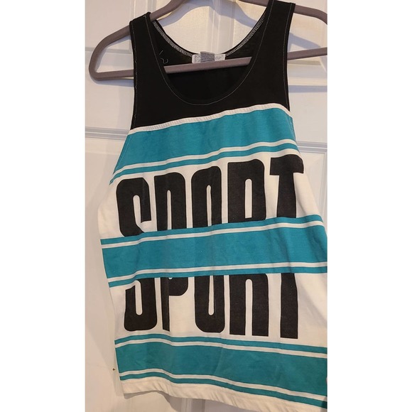 Vintage 80s Sport Tank top muscle shirt size L 1980s Dunlop Single stitch beach - Picture 2 of 6